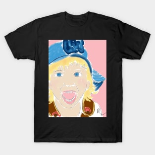 Happy Girl with Blond Hair and Blue Hat T-Shirt